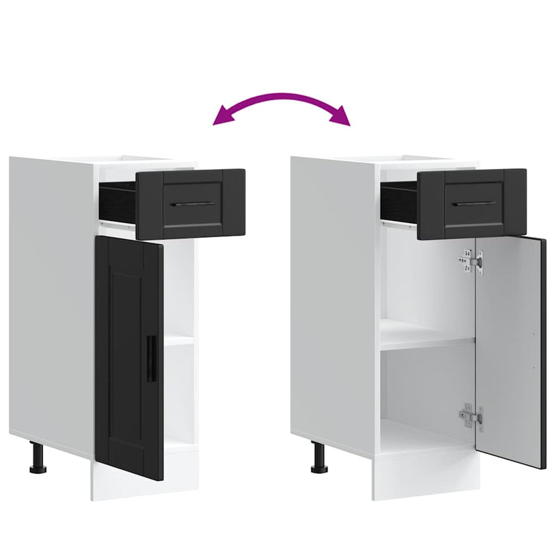 vidaXL Porto fekete szerelt fa konyhai alapszekrény