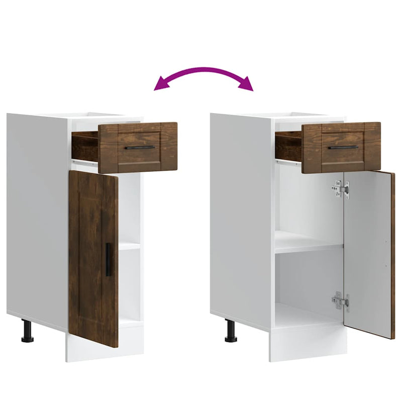 vidaXL Porto füstös tölgy színű szerelt fa konyhai alapszekrény