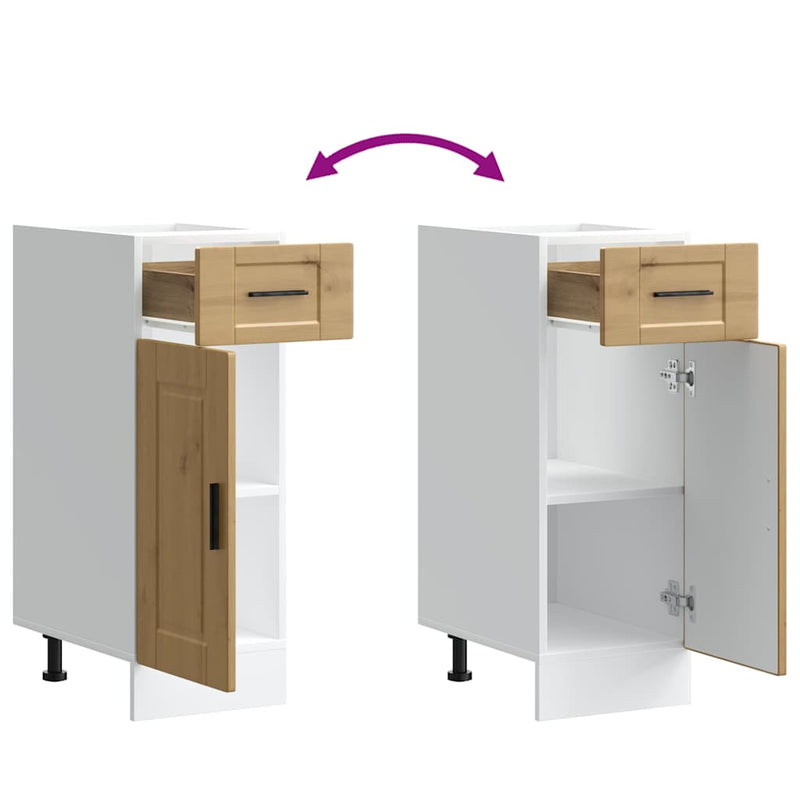 vidaXL Porto kézműves tölgy színű szerelt fa konyhai alapszekrény