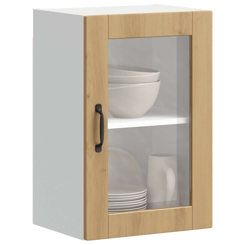 vidaXL konyhai fali szekrény üvegajtóval "Porto" Artisan Oak