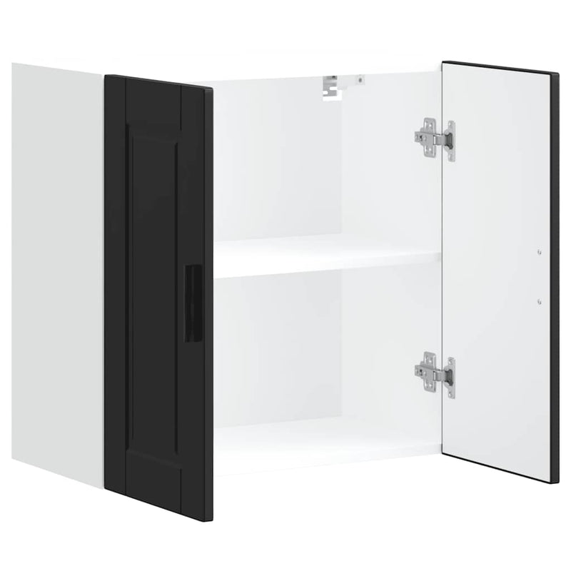 vidaXL konyhai fali szekrény Porto fekete színű fűrészáru