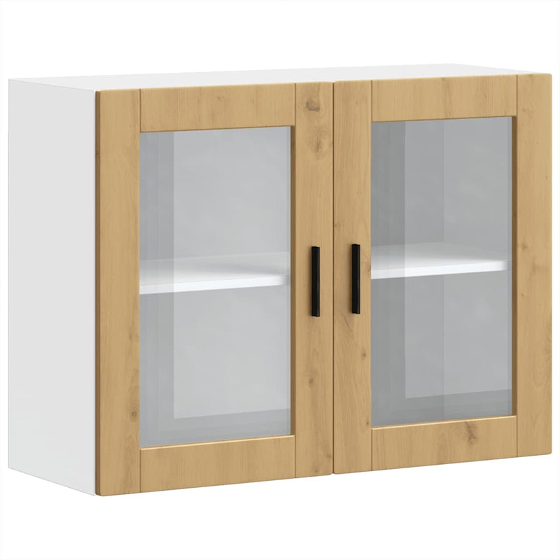 vidaXL konyhai fali szekrény üvegajtóval "Porto" Artisan Oak