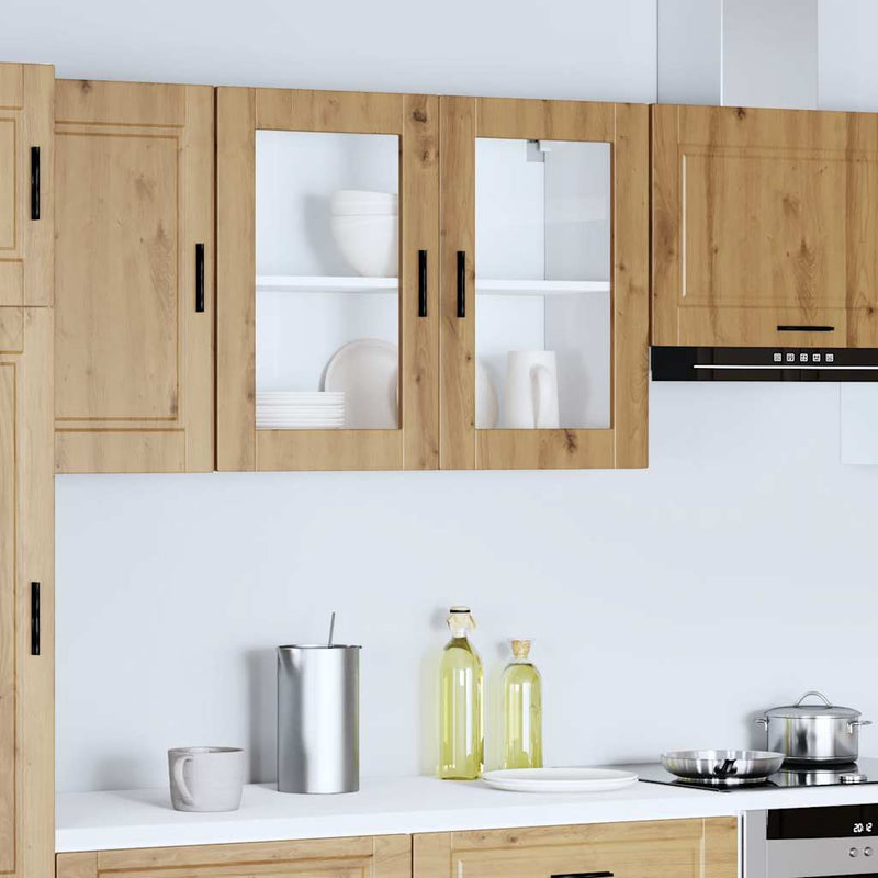 vidaXL konyhai fali szekrény üvegajtóval "Porto" Artisan Oak