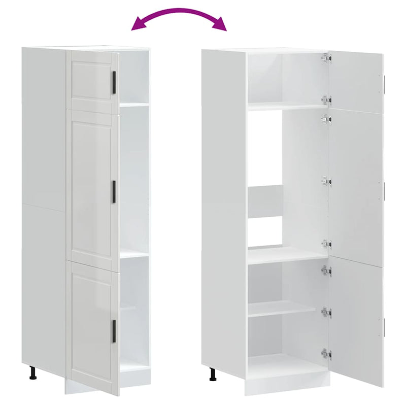 vidaXL Porto magasfényű fehér szerelt fa konyhaszekrény