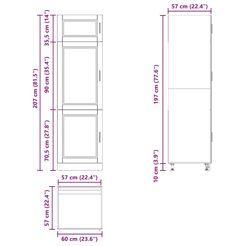 vidaXL Porto füstös tölgy színű szerelt fa konyhaszekrény