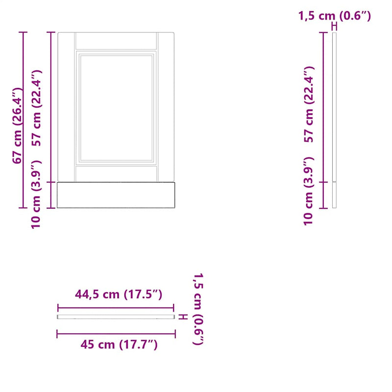 vidaXL mosogatógép panel "Porto" Barna tölgy 45x1,5x67cm Méretezett fa