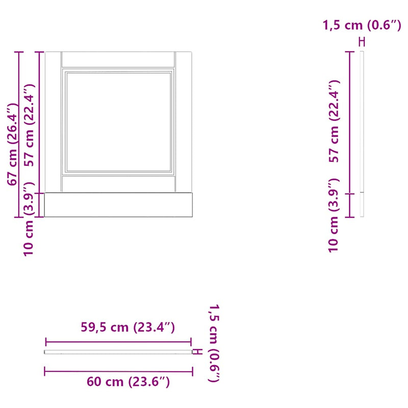 vidaXL mosogatógép panel Porto barna tölgy 60x1,5x67cm méretezett fa