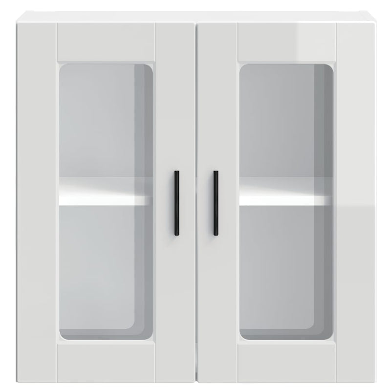 vidaXL Konyhai fali szekrény üvegajtóval "Porto" Magas fényű fehér