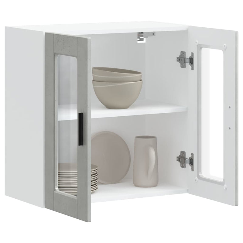 vidaXL konyhai fali szekrény üvegajtóval Porto Betonszürke betonszürke