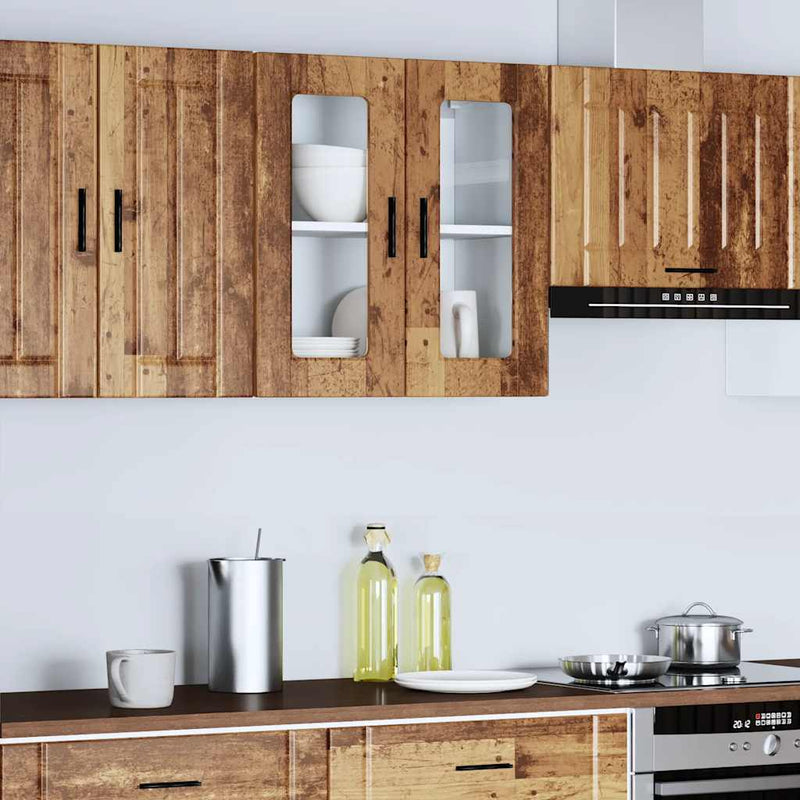 vidaXL Konyhai fali szekrény üvegajtóval "Porto" Régi fa