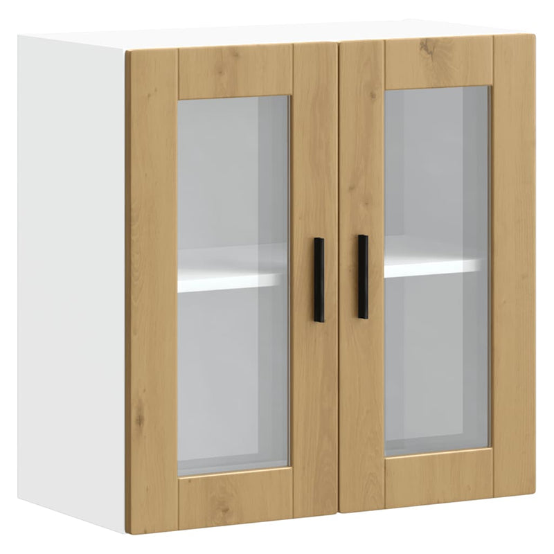 vidaXL konyhai fali szekrény üvegajtóval "Porto" Artisan Oak