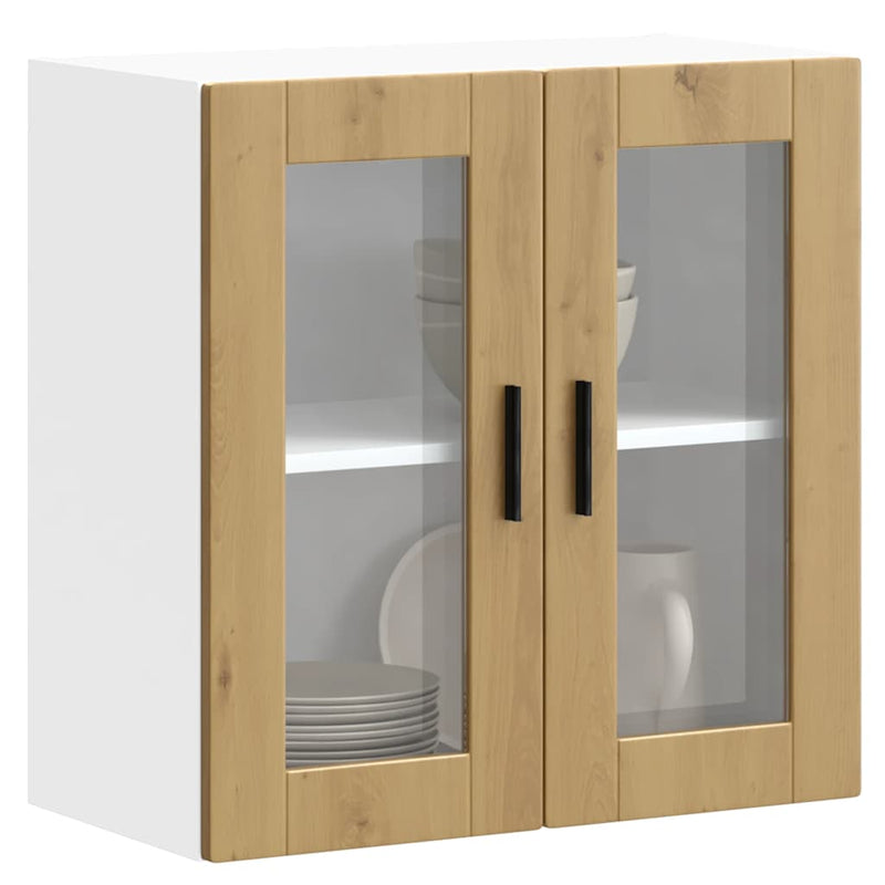 vidaXL konyhai fali szekrény üvegajtóval "Porto" Artisan Oak