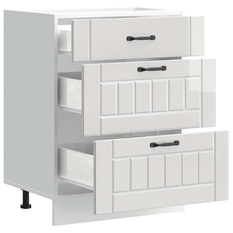 vidaXL konyhai alsószekrény "Lucca" magasfényű fehér, rétegelt fa