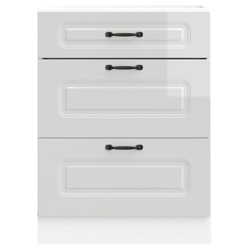 vidaXL konyhai alsószekrény "Kalmar" magasfényű fehér, rétegelt fa