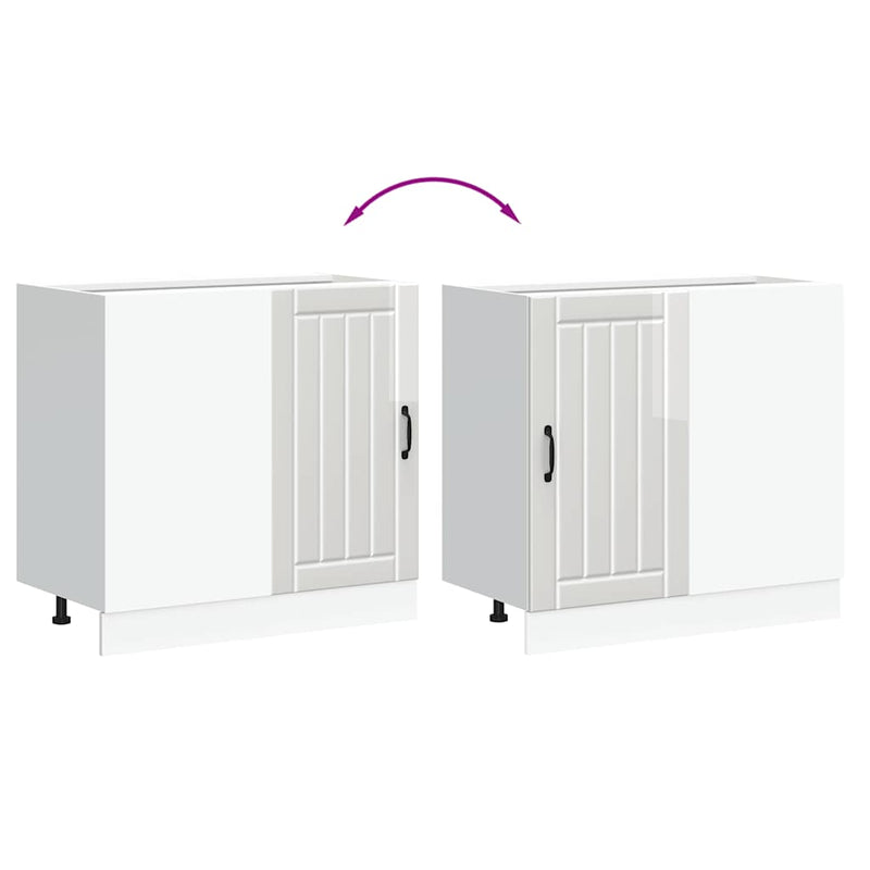 vidaXL konyhai alsószekrény "Lucca" magasfényű fehér, rétegelt fa