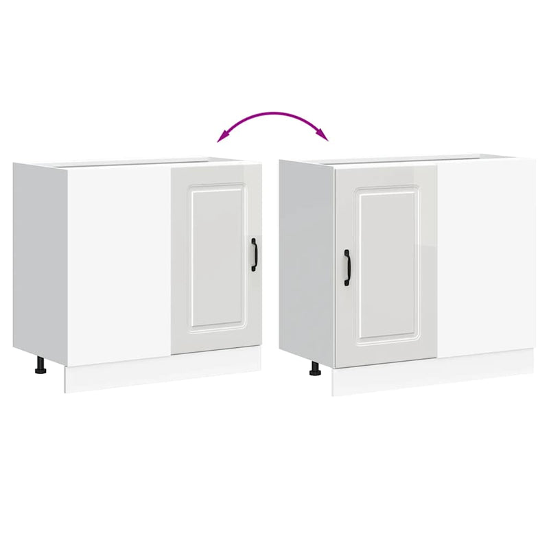 vidaXL konyhai alsószekrény "Kalmar" magasfényű fehér, rétegelt fa