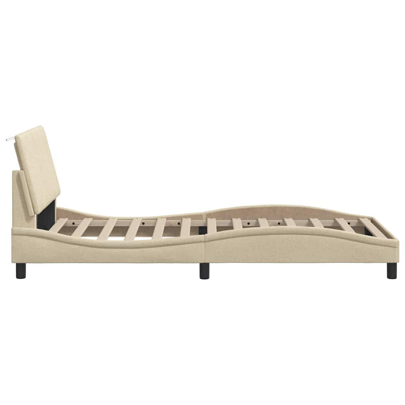 vidaXL krémszínű szövet ágykeret matrac nélkül Hanko 100x200 cm