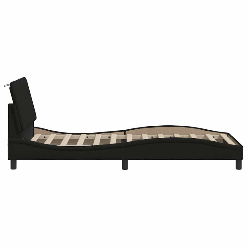 vidaXL ágykeret matrac nélkül Hanko fekete 90x200 cm szövet