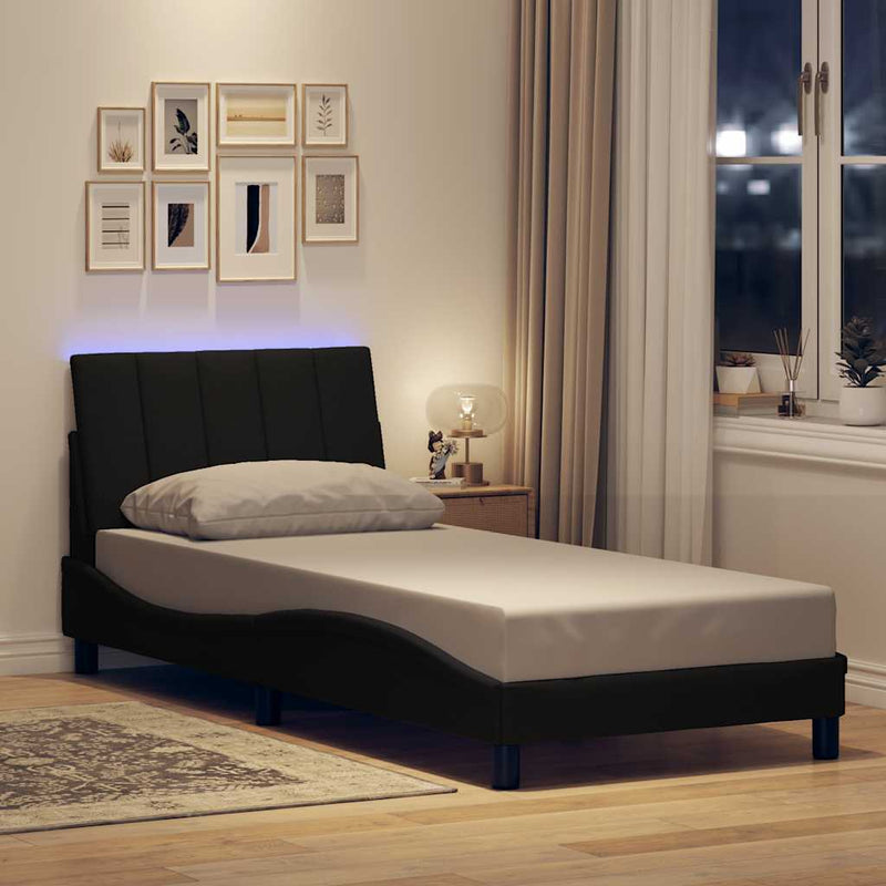vidaXL ágykeret matrac nélkül Hanko fekete 90x200 cm szövet