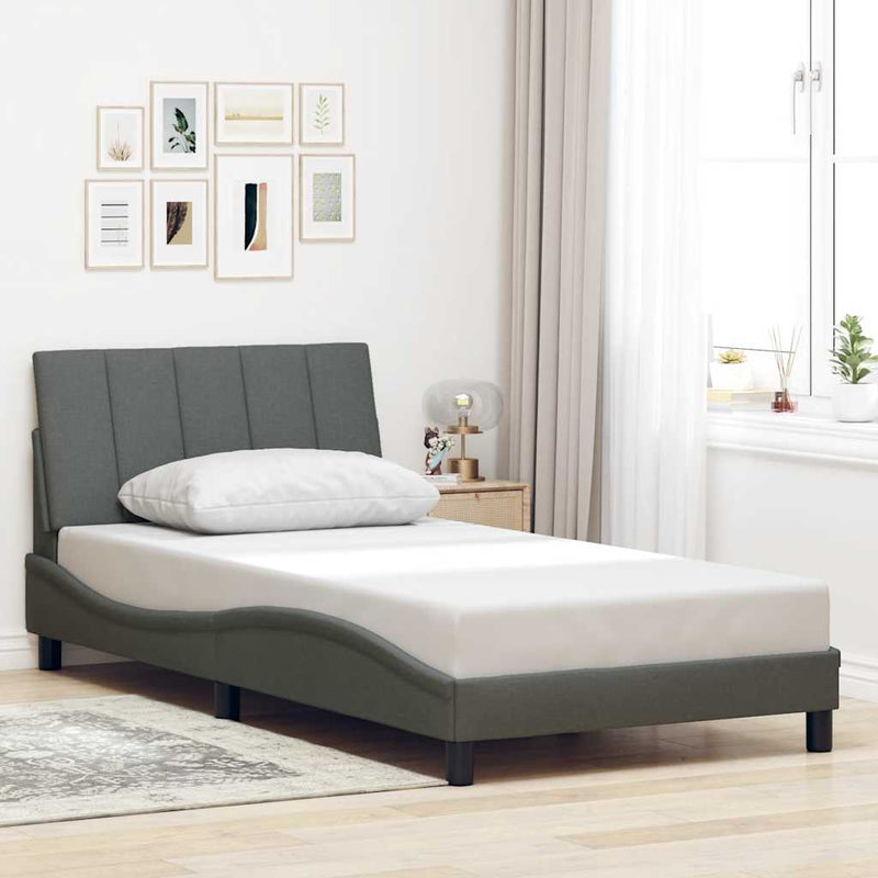 vidaXL sötétszürke szövet ágykeret matrac nélkül Hanko 100x200 cm