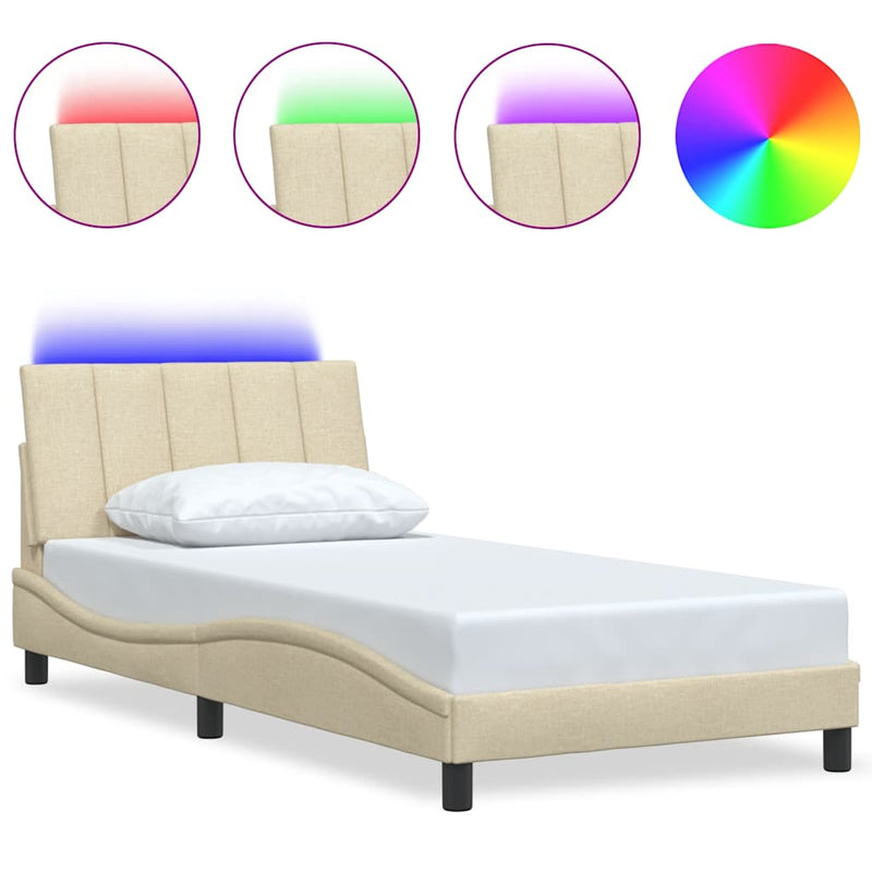 vidaXL krémszínű szövet ágykeret matrac nélkül Hanko 100x200 cm