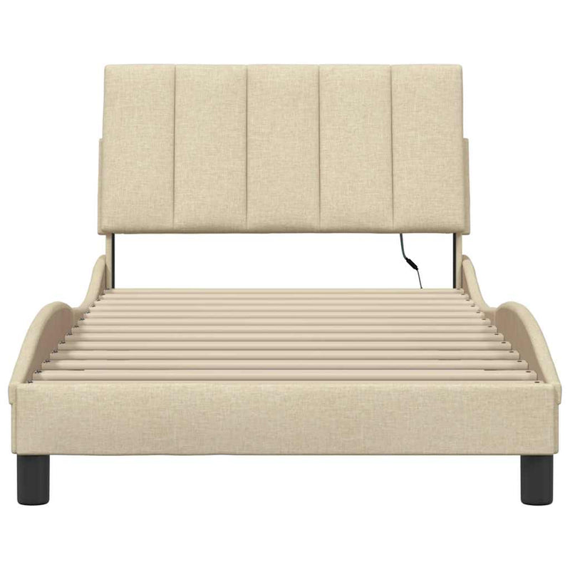 vidaXL krémszínű szövet ágykeret matrac nélkül Hanko 100x200 cm