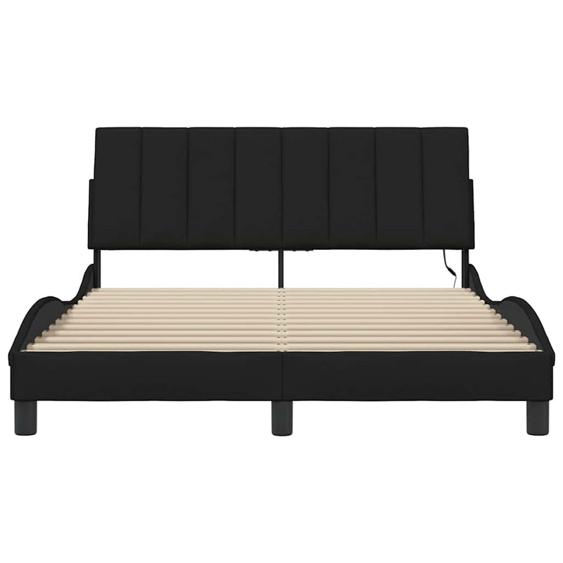 vidaXL fekete szövet ágykeret matrac nélkül Hanko 140 x 190 cm