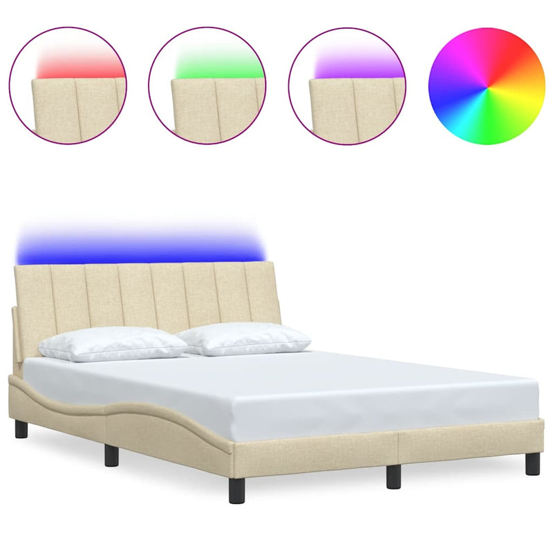 vidaXL krémszínű szövet ágykeret matrac nélkül Hanko 140 x 190 cm