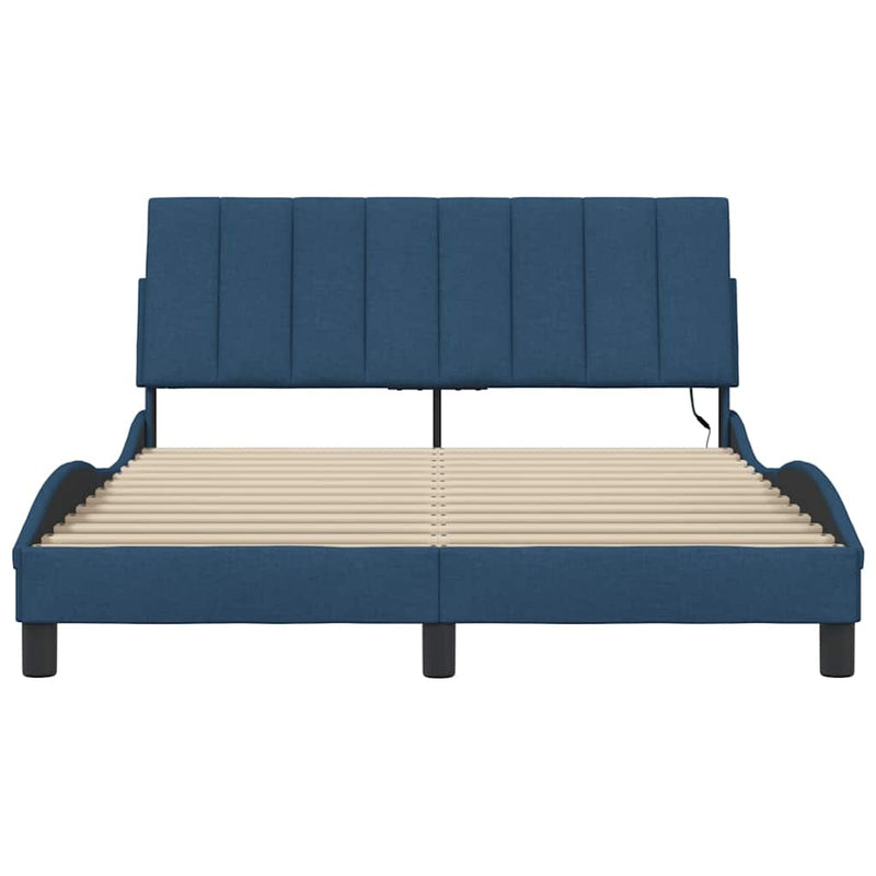 vidaXL kék szövet ágykeret matrac nélkül Hanko 140 x 190 cm