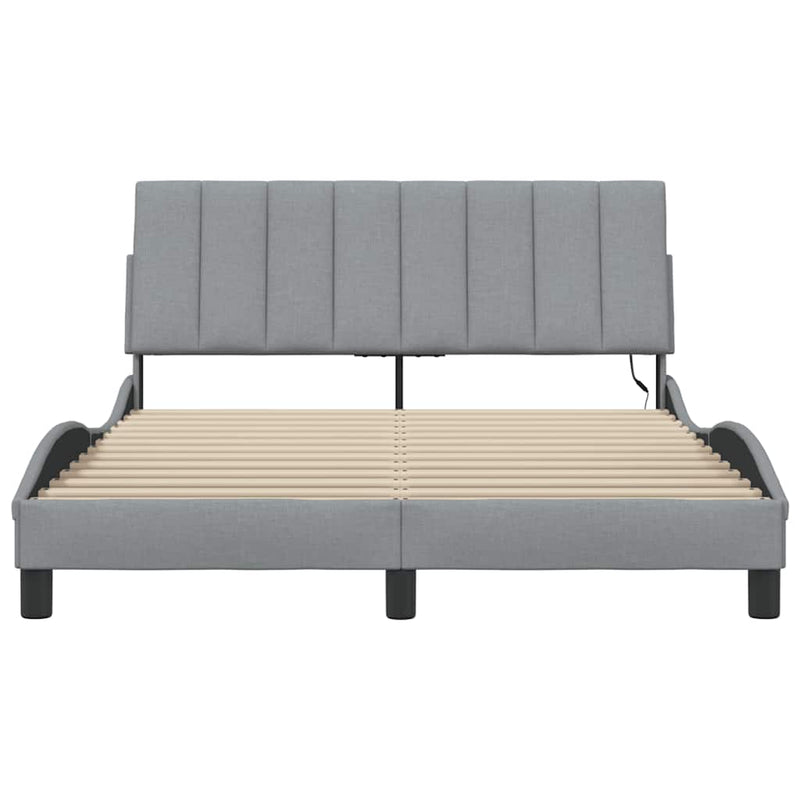 vidaXL világosszürke szövet ágykeret matrac nélkül Hanko 140x200 cm