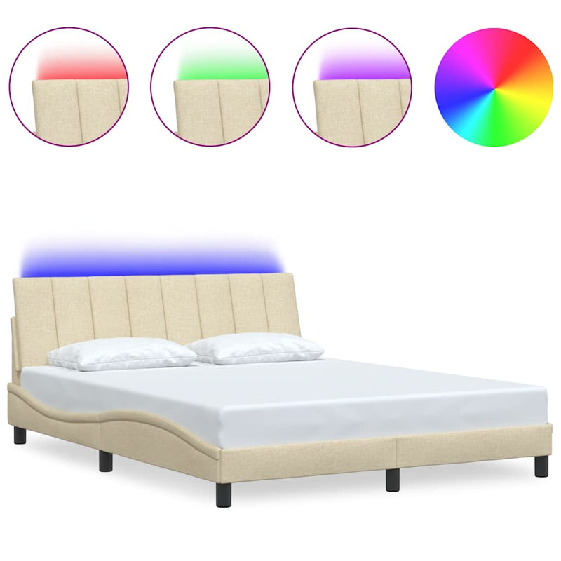 vidaXL krémszínű szövet ágykeret matrac nélkül Hanko 160 x 200 cm