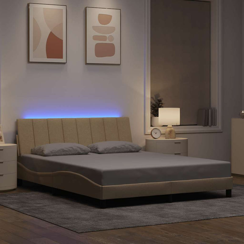 vidaXL krémszínű szövet ágykeret matrac nélkül Hanko 160 x 200 cm