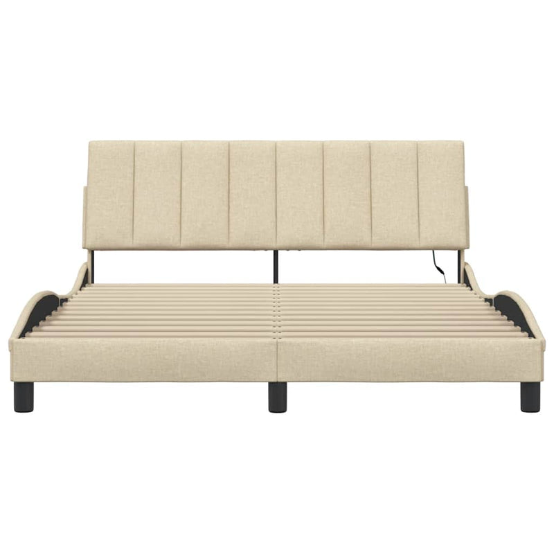 vidaXL krémszínű szövet ágykeret matrac nélkül Hanko 160 x 200 cm