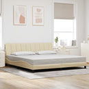 vidaXL krémszínű szövet ágykeret matrac nélkül Hanko 200 x 200 cm