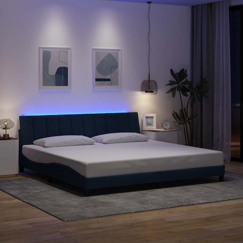 vidaXL kék szövet ágykeret matrac nélkül Hanko 200 x 200 cm