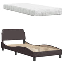 vidaXL sötétbarna szövet ágy matraccal Hanko 80x200 cm