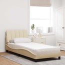 vidaXL ágy matraccal Hanko krém 90x190 cm szövet