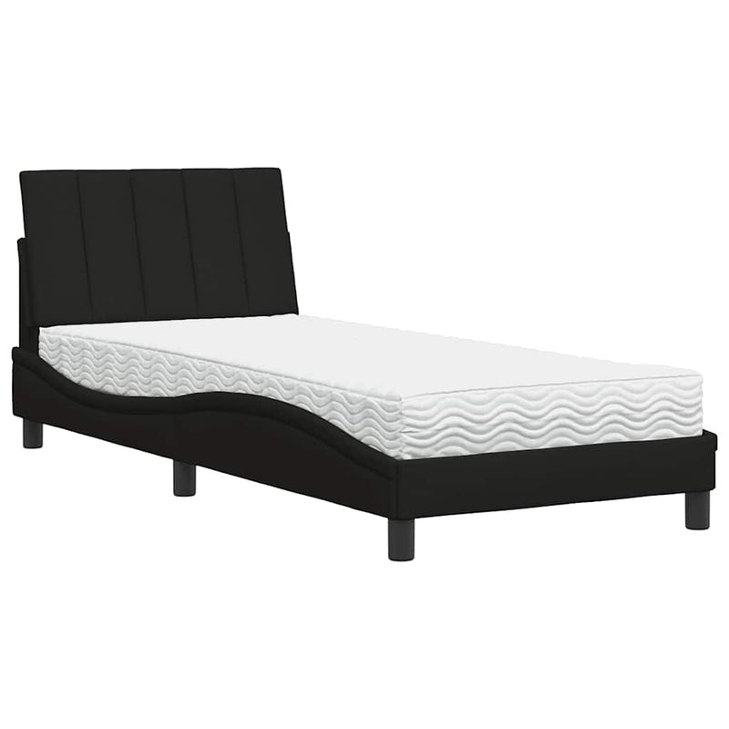 vidaXL fekete szövet ágy matraccal Hanko 90x200 cm