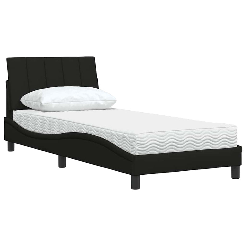 vidaXL fekete szövet ágy matraccal Hanko 90x200 cm