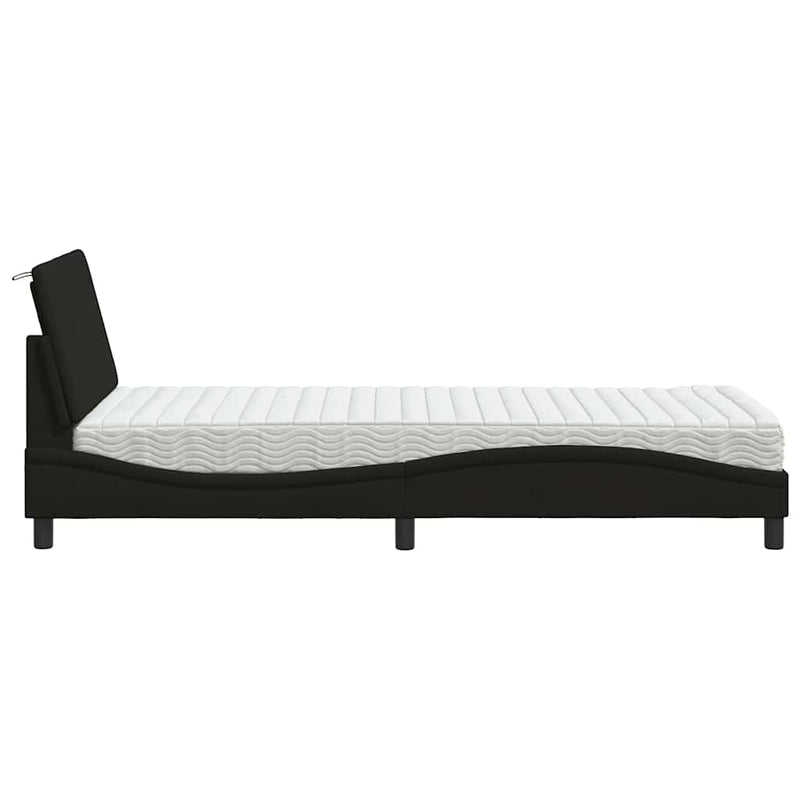 vidaXL fekete szövet ágy matraccal Hanko 90x200 cm