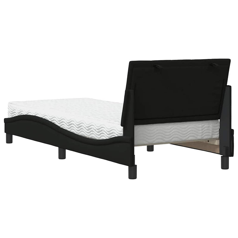 vidaXL fekete szövet ágy matraccal Hanko 90x200 cm