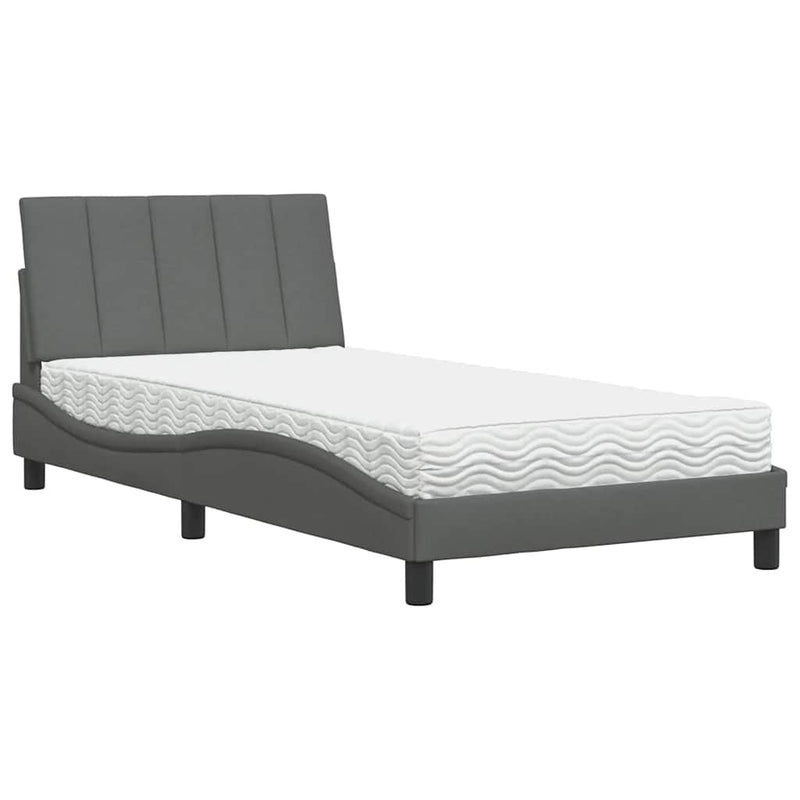 vidaXL sötétszürke szövet ágy matraccal Hanko 100x200 cm