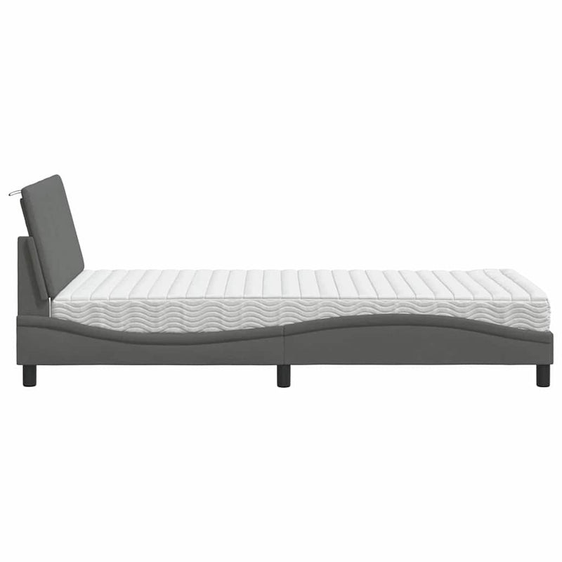 vidaXL sötétszürke szövet ágy matraccal Hanko 100x200 cm