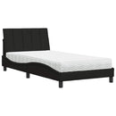vidaXL fekete szövet ágy matraccal Hanko 100x200 cm