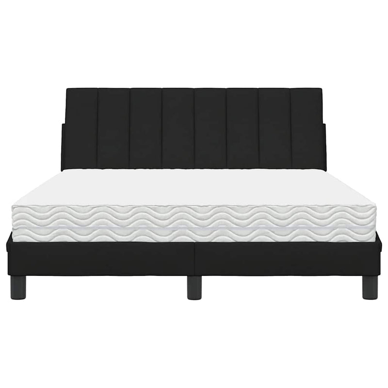 vidaXL fekete szövet ágy matraccal Hanko 140x190 cm