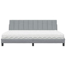 vidaXL világosszürke szövet ágy matraccal Hanko 200x200 cm