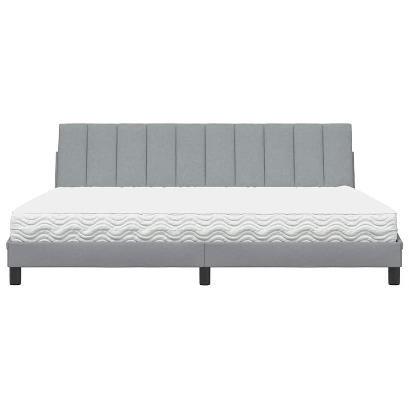 vidaXL világosszürke szövet ágy matraccal Hanko 200x200 cm