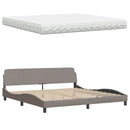 vidaXL ágy matraccal Hanko Taupe 200x200 cm szövet