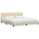 vidaXL ágy matraccal Hanko krém 200x200 cm szövet