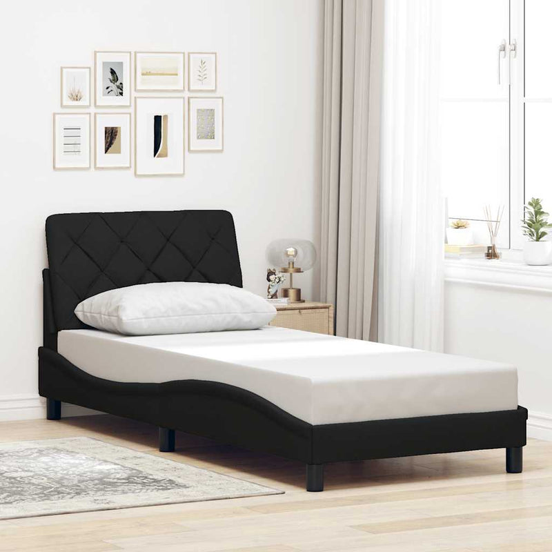 vidaXL ágykeret matrac nélkül fekete 90x200 cm szövet